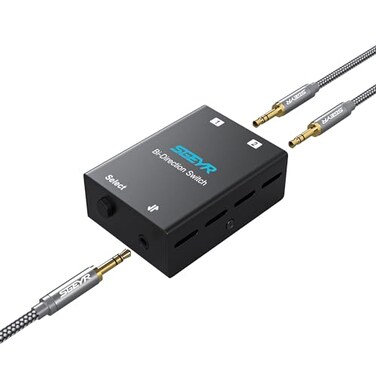 SGEYR Audio Switch 35mm BiDirection Switch Stereo Audio Switcher 2 in 11 in 2 Out Audio Switch Selector for Phone Speakers Headhphone Black