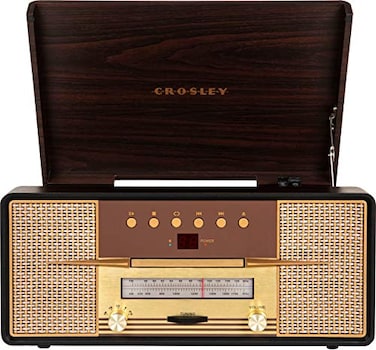 Crosley CR7016AMA Rhapsody 7in1 Bluetooth 3Speed Vinyl Record Player Turntable CD Player AMFM Radio Mahogany