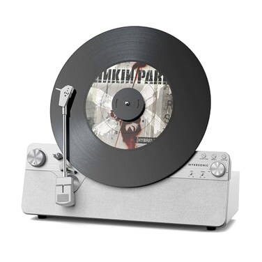 MYKESONIC Vertical Automatic Record Player Bluetooth Belt Drive Vinyl Turntable Magnetic AT3600L Cartridge Bluetooth in Out HiFi Stereo Speakers RCA Out AntiResonance Silver