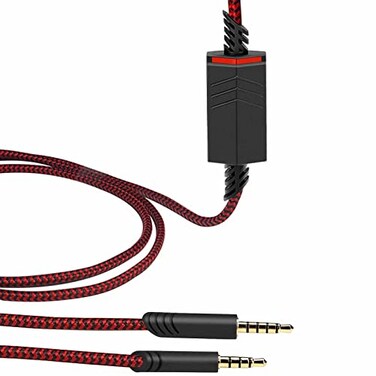 MQDITH 20M Replacement Audio Cable Compatible with Astro A40 A40TR Gaming Headset Inline Mute Wire and No Volume Control Cord Nylone Cord RedBlack
