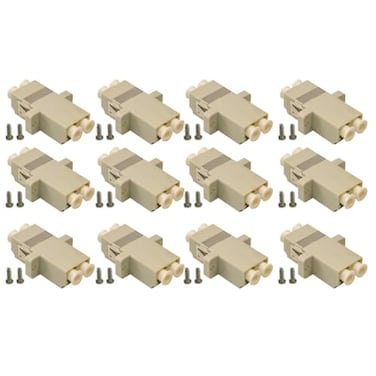 SpeedyFiberTX 12Pack Beige Duplex LC to LC Fiber Optic Adapters Couplers for Multimode Fiber Patch Cable Duplex LC Adapters with Screws