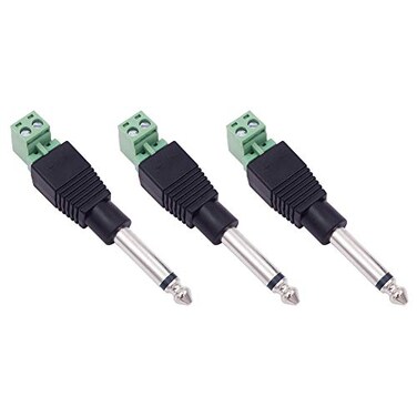 Fancasee 3Pack 635mm 14 Mono Plug TS 635mm Male Solderless Terminal Adapter Jack DIY Audio Cable Connector to Speaker Wire for Microphone Speaker Electric Guitar Bass Keyboard Amplifier Audio Cable Re