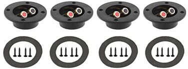 BlueMart 3 Double Binding Round Gold Plate Push Spring Loaded Jacks Connector Speaker Box Terminal Cup Black 4pcs