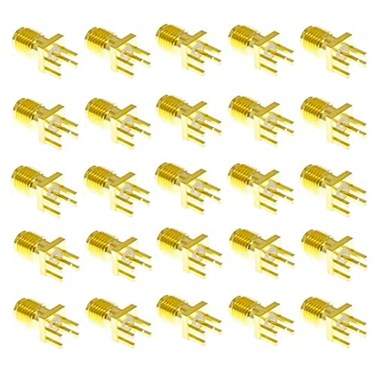 bnafes 25PCS SMA Female PCB Panel Edge Mount Plug with 4 Pins Stand Straight Connector RF Coax Coaxial Adapter
