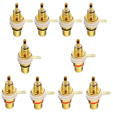 bnafes RCA Female Panel Mount Chassis Socket Jack Connector for Amplifier Audio Terminal RCA Plug10Pcs