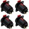 CESS Black 14 Jacks TS and TRS Panel Mount Jack Locking Style D Series Size 14 Inch Female Stereo and MonoTRS and TS Audio Socket 635mm Stereo and Mono Socket 4 Pack