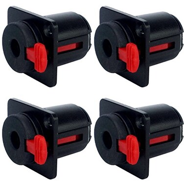 CESS Black 14 Jacks TS and TRS Panel Mount Jack Locking Style D Series Size 14 Inch Female Stereo and MonoTRS and TS Audio Socket 635mm Stereo and Mono Socket 4 Pack