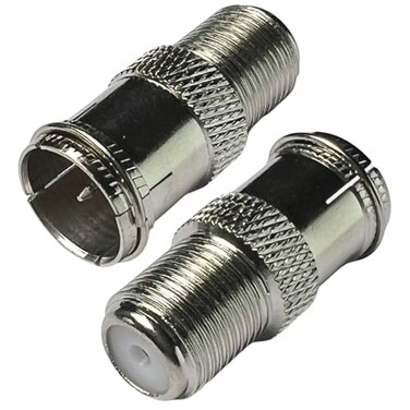 CESS F Type Female to Quick Push On Male Coax Adapter Screw TV Antenna Connector Silver 2 Pack