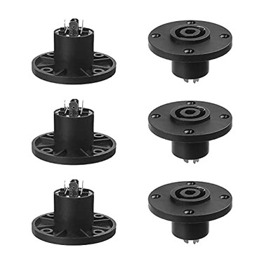 Fielect 6Pcs SpeakOn Panel Mount Socket Round 4 Pole Audio Speaker Twist Lock Female Speakon LYKNT041