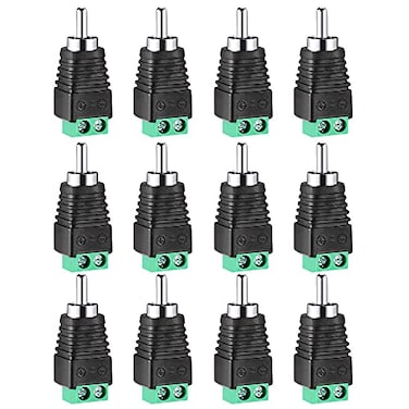 Iskueal RCA Plugs for Speaker Wire RCA to AV Screw Terminal Connector Phono RCA Male Plug Solderless Converter AudioVideo Speaker Wire Connectors Solderless Adapter12 Pack