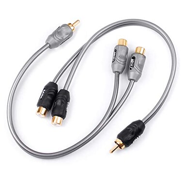 LEIGESAUDIO 1ft 1 Male to 2 Female RCA Y Adapter Splitter Connector 2 Pack 1 Male to 2 Female