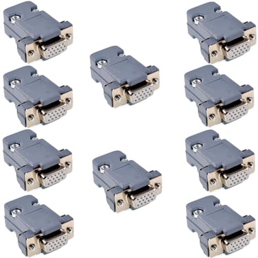 Oiyagai 10 Sets DB15 VGA Female Connector Kit HD15 Solder Cup with Plastic Hoods 15Pin DSub Plug for VGA Cable Repair