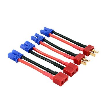 OliRC 4pcs TPlug Style to EC2 Male Female Connector Adapter with 5cm 2inch 16awg WireC404