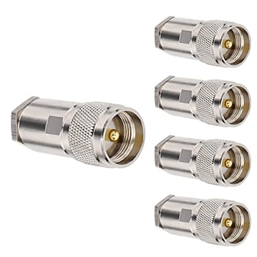 XRDS -RF PL259 Coax Connectors 5Pack PL259 UHF Male Clamp Connector PL259 UHF Plug Male RF Coax Connector for LMR400RG8RG8UKMR400Belden 99137DFB Cable