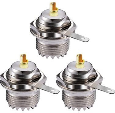 POBADY 3PCS SO239 Bulkhead Conectors UHF Female SO239 Nut Bulkhead Handle Deck Clip Solder Cup Panel Mount Straight Connector Coaxial Adapter