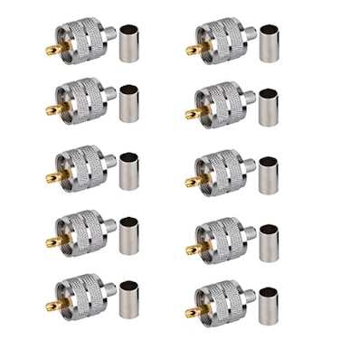 RFIOTASY Pack of 10 UHF PL259 PL259 Male Crimp Connector Adapter Connector for RG8X LMR240 Cable Compatiable with Ham Radio