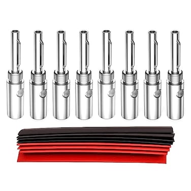 Viborg 8PCS Banana Plugs Silver Plated Screw Locking 4MM HiFi Connectors for Speaker Wire Wall Plate Home Theater AudioVideo Receiver Amplifiers and Sound Systems