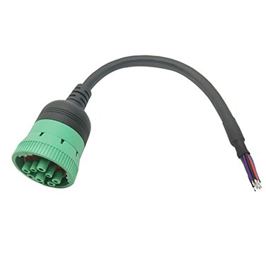 YPP Type 2 Green 9pin J1939 to Open Loose Male Cable 1ft30cm