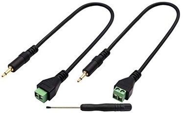 zdyCGTime 35mm Screw Terminal Block Connector Cable 18Inch 35mm TS Mono Male to 2 PinWay Female Bolt Screw AUX Headphone Type Adapter Cable30CM2Packs 2PoleM