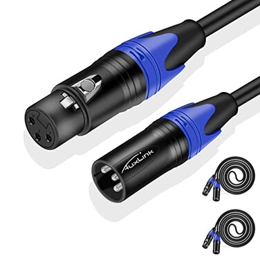 AuxLink 25ft XLR Cable 2 Pack Balanced Speaker Microphone Cable for Microphones Speakers Radio Stations