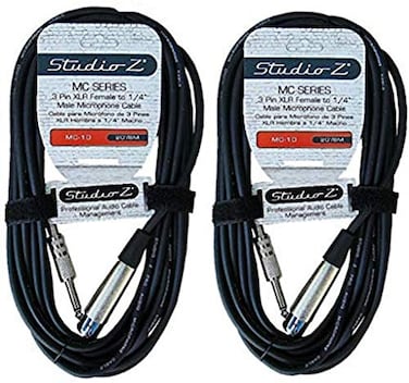 Studio Z 2 Pack Microphone Cable 20Ft Female XLR to 14 Inch TS Male Mono 3 PIN Flexible Mic Cable Unbalanced Interconnect Wire Mic Cord for Dynamic Sound Built to Last 2 Pack