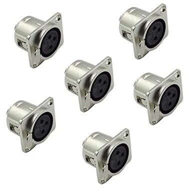 bnafes 6Pcs XLR 3Pin Female Jack Socket Audio Speaker Panel Mount Connector Adapter for Microphone