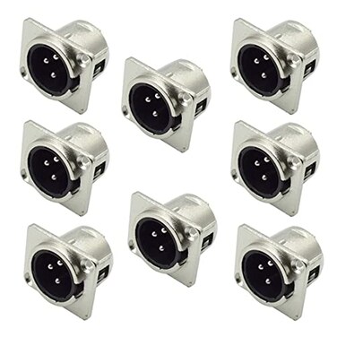 bnafes 8Pcs XLR Male Jack 3 Pin Panel Mount Jacks D Series Size XLRM Audio Speaker Microphone Connector