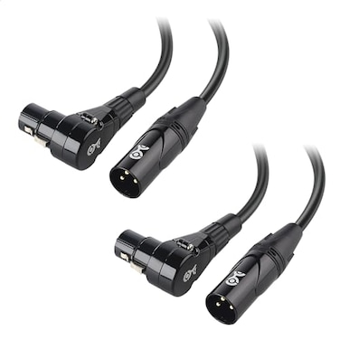Cable Matters 2Pack Right Angle XLR Cable XLR Microphone Cable 3ft OxygenFree Copper OFC Microphone Right Angle Cord Mic Cord Black