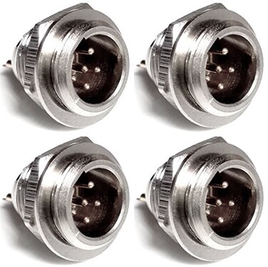 CESS 5Pin Mini XLR Socket Mini XLR Connector Screw and Nut Panel Mount Solder Type NickelPlated Base and Housing GoldPlated Pins 4 Pack