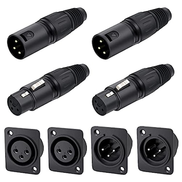DKARDU 2 Pairs 3 Pin XLR Male Female MIC Snake Plug Audio Microphone Connector for Mixer Speaker with 2 Pairs 3 Pin XLR Male Female Jack Socket Panel Mount