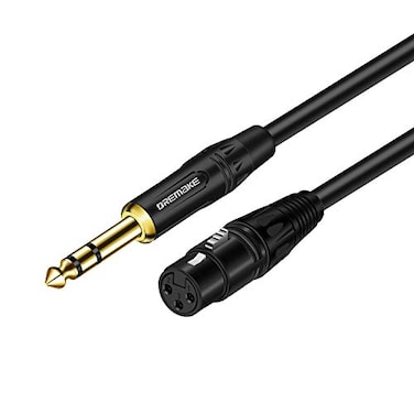 DREMAKE Balanced Cable 33 Foot TRS 635mm 14 Inch Male to XLR Female Mic Cable for Amplifier Speakers Black