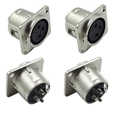 GDQLCNXB XLR Female Jack 3 Pin Panel Mount Jacks XLR Female Socket Audio Speaker Microphone Connector 4PcsSilver Metal Housing