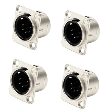 GDQLCNXB XLR Male Jack 5 Pin Panel Mount JacksSilver Metal Housing XLRM Microphone Connector 4Pcs