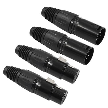 Hordion 5 Pin XLR Male Female Connector Mic Plug Adapter Microphone Connector XLR Cable Ends Replacement Black Audio Socket2Pair