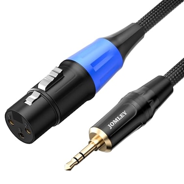JOMLEY XLR to 35mm Cable 10ft Unbalanced Regular Female XLR to 18 inch Stereo Jack Aux Microphone Cable Mic Cord for Cell Phone Laptop Speaker Mixer