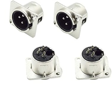 Lagogia 3 Pin XLR Male Socket Metal Panel Mount Chassis Microphone Audio Jack DType Connector Adapter Pack of 4