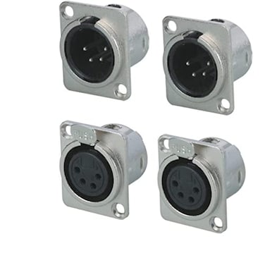 Lagogia 4 Pin XLR Male Female Socket Metal Panel Mount Chassis Microphone Audio Jack DType Connector Adapter Pack of 4