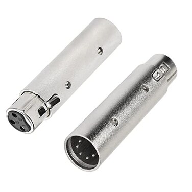 MEIRIYFA XLR 3 Pin Female to XLR 5 Pin Male Adapter Connector Gender ChangerAnodized Aluminum Adapter with Lock Release ButtonSliver1PCS