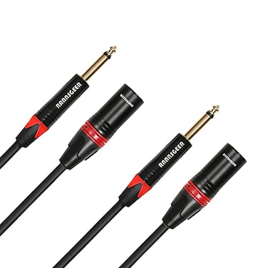 Rannsgeer 2 Pack 14 Inch TS to XLR Male 1 Feet Cable 1 Ft 2 Pack