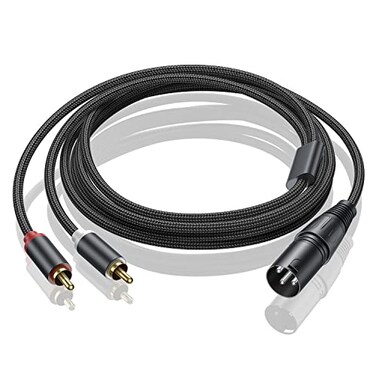Seefeful 6FT Dual RCA to XLR Male Y Splitter Patch Cable Unbalanced 2 RCAPhono Plug to 1 XLR Splitter Duplicator Lead YCable Adapter