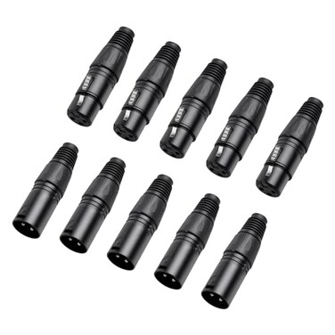 SZLliyxs 10 Pack XLR Connectors5PairXLR 3 Pin MaleFemale Plugs Audio Mic Microphone Cable Plug Connector Audio Socket 3 PIN XLR Ends MaleFemale Audio Mic Microphone DMX PlugBlack