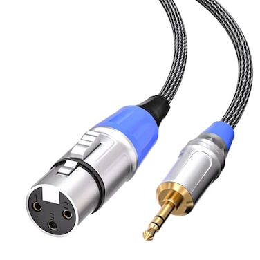 Tisino XLR to 35mm Microphone Cable 33 feet Unblanced XLR Female to 18 inch Mic Cord for Camcorders DSLR Cameras Computer Recording Device and More