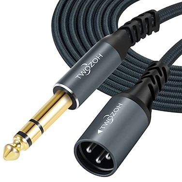 Twozoh XLR Male to 14 TRS Stereo Audio Cable 66FT Braided Jack 635mm to XLR Male 3Pin Guitar Cable ProfessionalHiFi