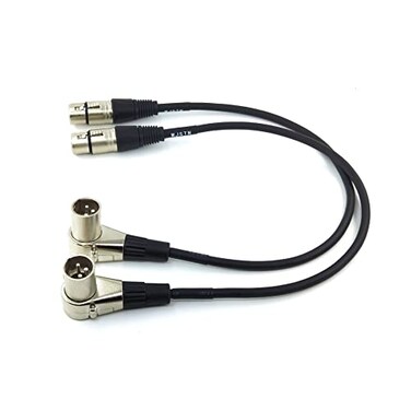 WJSTN RightAngle Male XLR to Straight Female XLR Cable 1FT XLR Microphone Audio Adapter for Camera Mixer Audio Interface 2 Pack