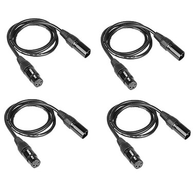 wonsung 4PCS 1m DMX Cables 512 XLR Cable 32ft 3 Pin True Male to Female for Microphone Stage Lights