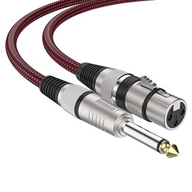 BIFALE XLR Female to 14 TS Cable 6ft 2Pack Nylon Braided Microphone Cable TS 635mm Mono Jack Unbalanced Microphone Cable Heavy Duty Mic Cable