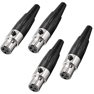 XMSJSIY 3Pin Mini XLR Connector TA4F Adapter Female Plug Mic Microphone Audio ConnectorMini XLR Cable Ends Replacement FPlug Audio Socket4PCS 3Pin Mini XLR Female