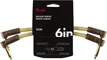 Fender Deluxe Series Instrument Cable 6 Inches AngleAngle Tweed 2Pack