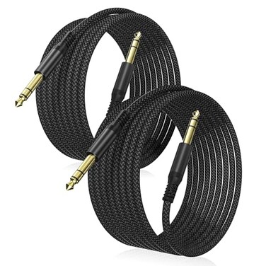 Elebase 14 Inch TRS Instrument Cable 30ft 2PackStraight 635mm Male Jack Stereo Audio Interconnect Cord635 mm Balanced Line for Electric GuitarBassKeyboardMixerAmplifierAmpSpeakerEqualizer