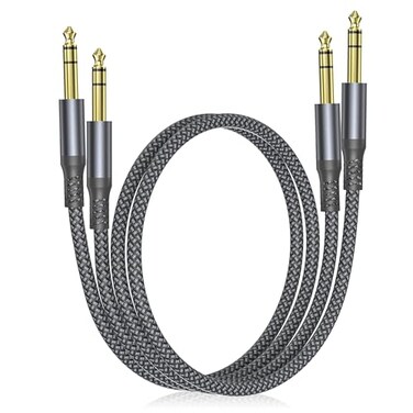 Elebase 14 Inch TRS Instrument Cable 33ft 2PackStraight 635mm Male Jack Stereo Audio Interconnect Cord635 mm Balanced Line for Electric GuitarBassKeyboardAmplifierAmpSpeakerEqualizer